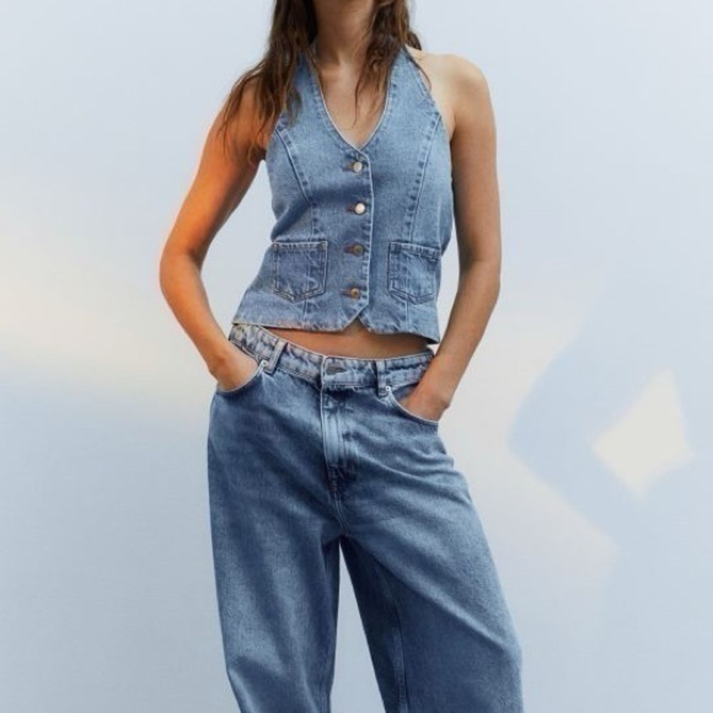 Denim halter top